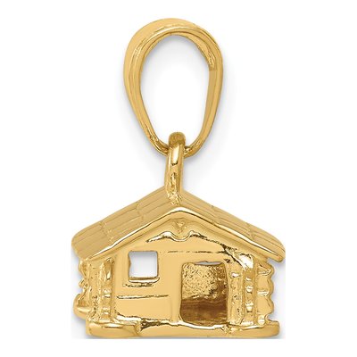 14K Yellow Gold 3-D Log Cabin Pendant – view 3