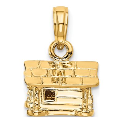 14K Yellow Gold 3-D Log Cabin Pendant – view 4