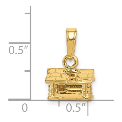14K Yellow Gold 3-D Log Cabin Pendant – view 5
