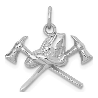 14K White Gold Fire Department Pendant