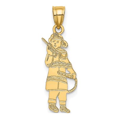 14K Yellow Gold Fireman Hose Pendant
