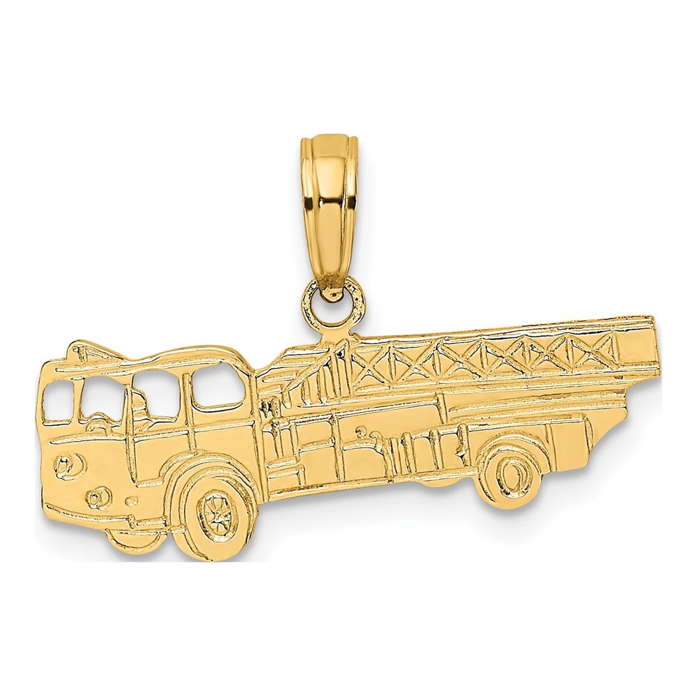 14K Yellow Gold Fire Truck Pendant