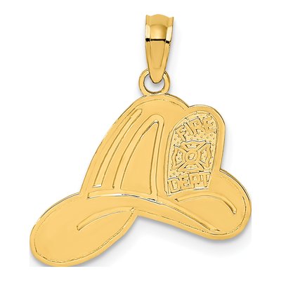 14K Yellow Gold Fire Dept Helmet Pendant