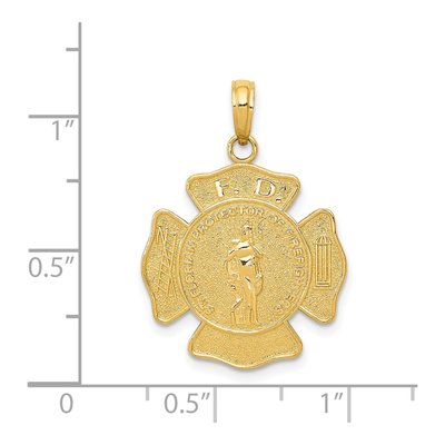14K Yellow Gold Fire Dept St Florian Badge Pendant – view 5