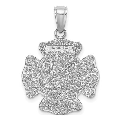 14K White Gold Fire Dept St Florian Badge Pendant – view 4