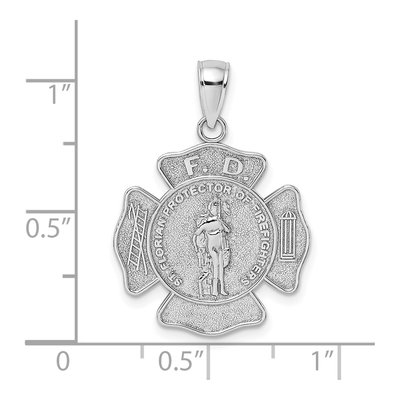 14K White Gold Fire Dept St Florian Badge Pendant – view 5