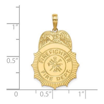 14K Yellow Gold Firefighter Badge Pendant – view 4