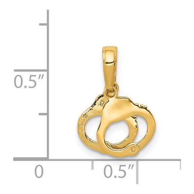 14K Yellow Gold Handcuffs Pendant – view 4