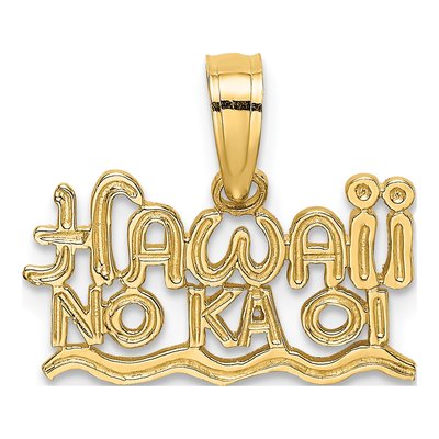 14K Yellow Gold Hawaii No Ka Oi Pendant