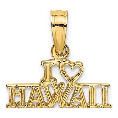 14K Yellow Gold I Heart Hawaii Pendant