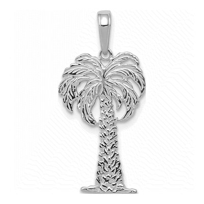 14K White Gold Palm Tree Pendant