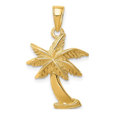 14K Yellow Gold Palm Tree Pendant