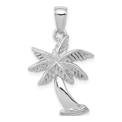 14K White Gold Palm Tree Pendant