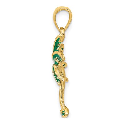 14K Yellow Gold Enameled Palm Tree Pendant – view 3