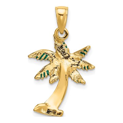 14K Yellow Gold Enameled Palm Tree Pendant – view 4