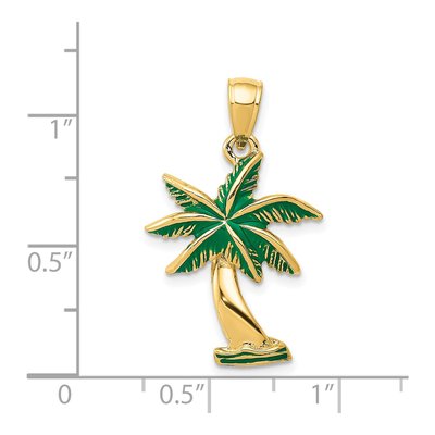 14K Yellow Gold Enameled Palm Tree Pendant – view 5