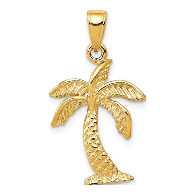 14K Yellow Gold Palm Tree Pendant