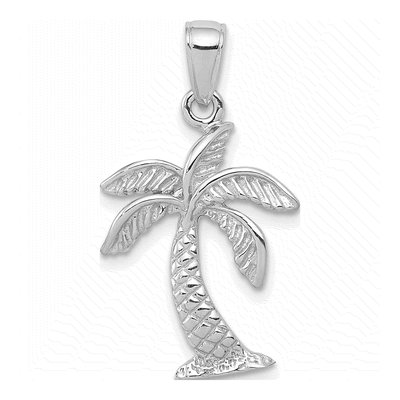 14K White Gold Palm Tree Pendant