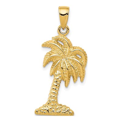 14K Yellow Gold Palm Tree Pendant