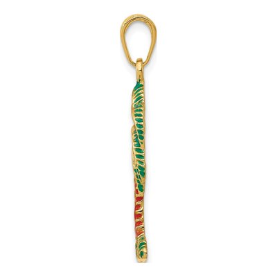 14K Yellow Gold Enameled Palm Tree Pendant – view 3