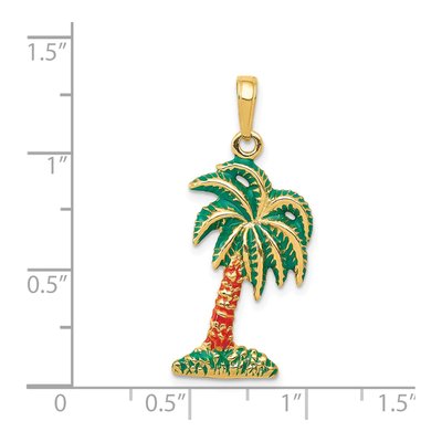 14K Yellow Gold Enameled Palm Tree Pendant – view 4