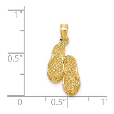 14K Yellow Gold 3-D Flip Flops Pendant – view 5