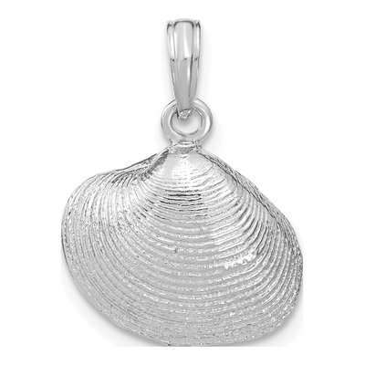 14K White Gold Clam Shell Pendant