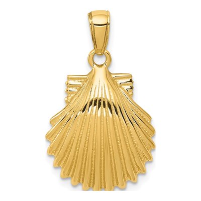 14K Yellow Gold Scallop Shell Pendant