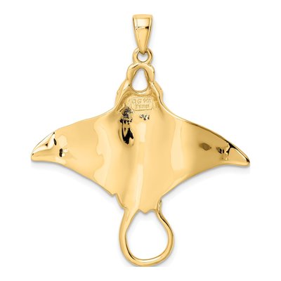 14K Yellow Gold Large Manta Ray Pendant – view 4