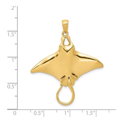 14K Yellow Gold Large Manta Ray Pendant – view 5