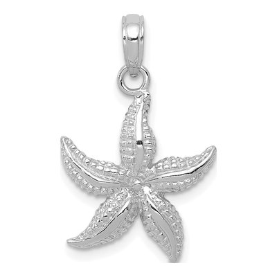 14K White Gold Starfish Pendant