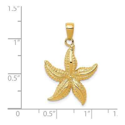 14K Yellow Gold Textured Starfish Pendant – view 5