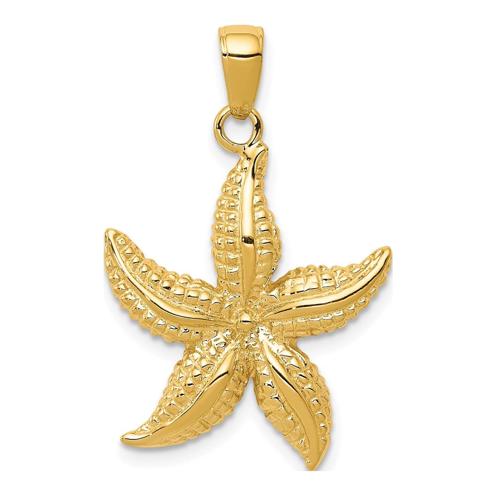 14K Yellow Gold Textured Starfish Pendant
