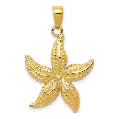 14K Yellow Gold Textured Starfish Pendant