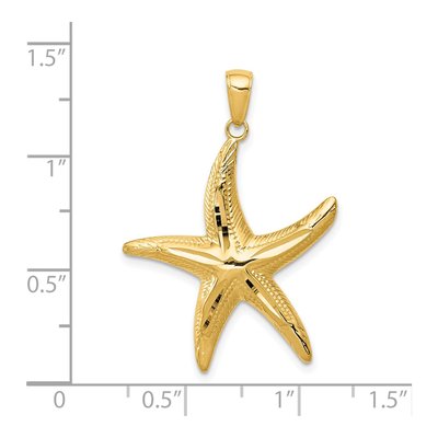 14K Yellow Gold Diamond-Cut Starfish Pendant – view 4