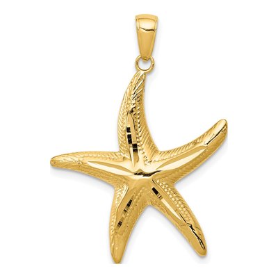 14K Yellow Gold Diamond-Cut Starfish Pendant