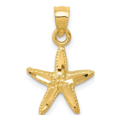 14K Yellow Gold Diamond-Cut Starfish Pendant