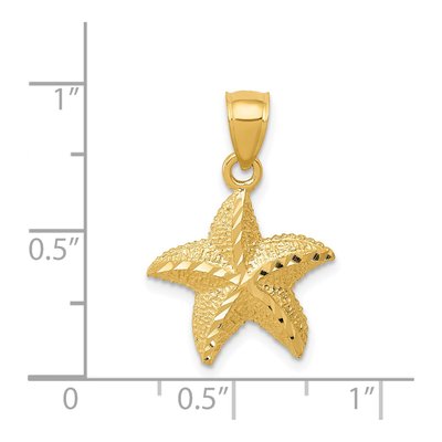 14K Yellow Gold Diamond-Cut Starfish Pendant – view 5