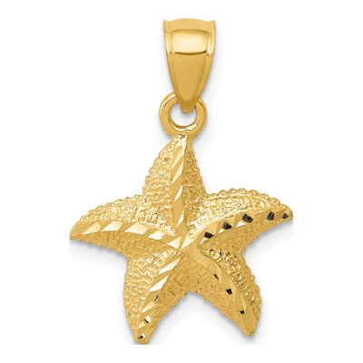 14K Yellow Gold Diamond-Cut Starfish Pendant