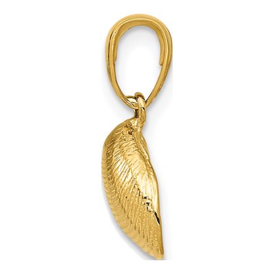 14K Yellow Gold Small Clam Shell Pendant – view 3