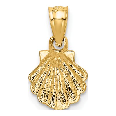 14K Yellow Gold Mini Scallop Shell Pendant – view 4