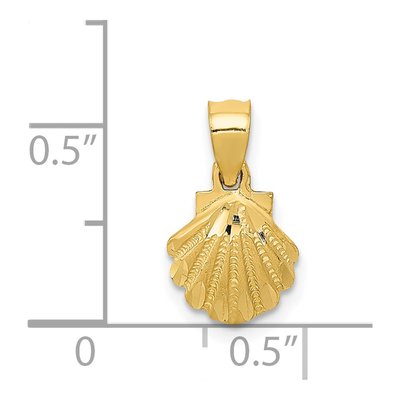 14K Yellow Gold Mini Scallop Shell Pendant – view 5