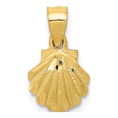 14K Yellow Gold Mini Scallop Shell Pendant