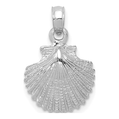 14K White Gold Scallop Shell Pendant