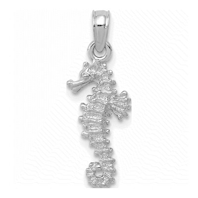 14K White Gold Sea Horse Pendant