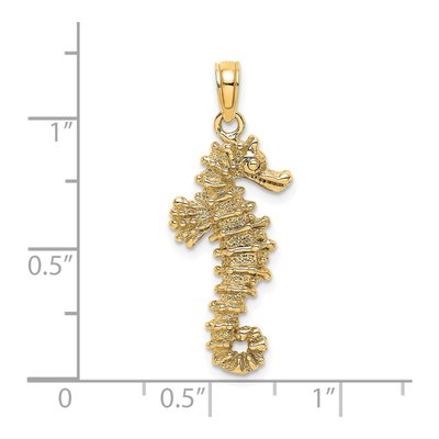14K Yellow Gold 3-D Seahorse Pendant – view 4