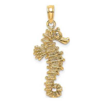 14K Yellow Gold 3-D Seahorse Pendant