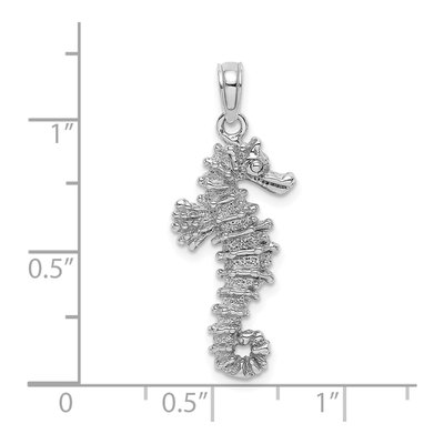 14K White Gold 3D Seahorse Pendant – view 4