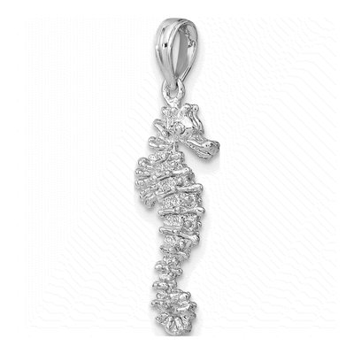 14K White Gold 3D Seahorse Pendant – view 6