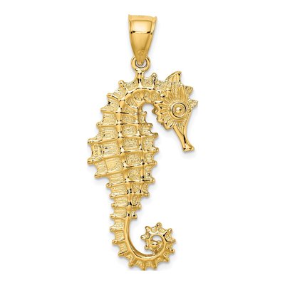 14K Yellow Gold 3-D Seahorse Pendant – view 4